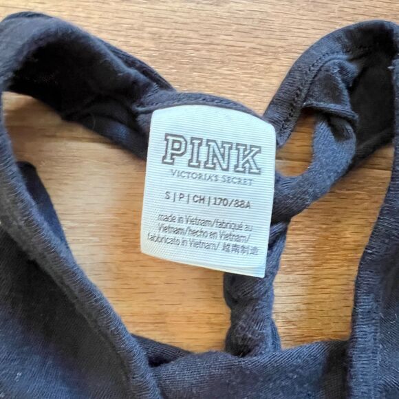 PINK Victoria's Secret Tank Top Size S Black Braided Racerback - Picture 4 of 5